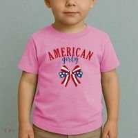 American Girly 4th Of July Usa Bow Toddler T-Shirt thumb 2