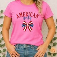 American Girly 4th Of July Usa Bow Women's T-Shirt thumb 2