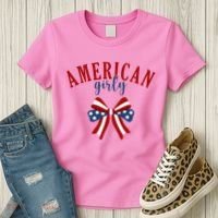American Girly 4th Of July Usa Bow Women's T-Shirt thumb 3