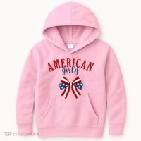 American Girly 4th Of July Usa Bow Kids Hoodie thumb 0