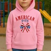 American Girly 4th Of July Usa Bow Kids Hoodie thumb 2