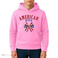 American Girly 4th Of July Usa Bow Kids Hoodie thumb 4