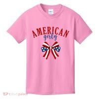 American Girly 4th Of July Usa Bow Kids T-Shirt thumb 0