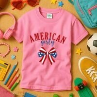 American Girly 4th Of July Usa Bow Kids T-Shirt thumb 3