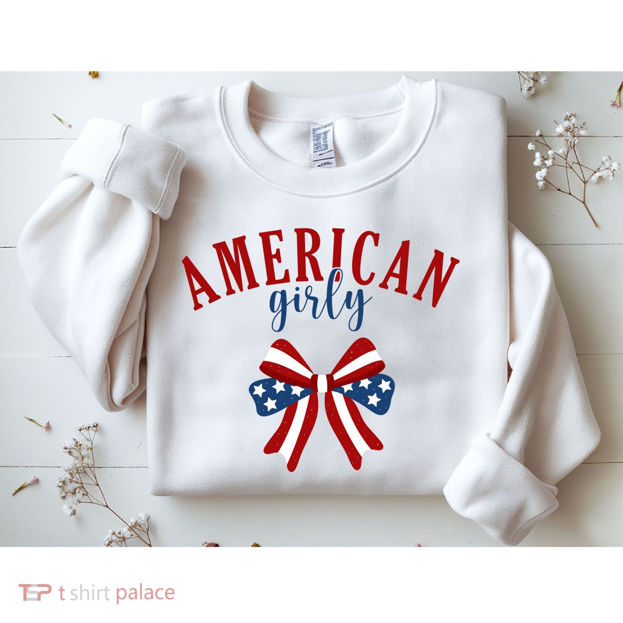 American Girly 4th Of July Usa Bow Sweatshirt