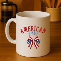 American Girly 4th Of July Usa Bow Coffee Mug thumb 4