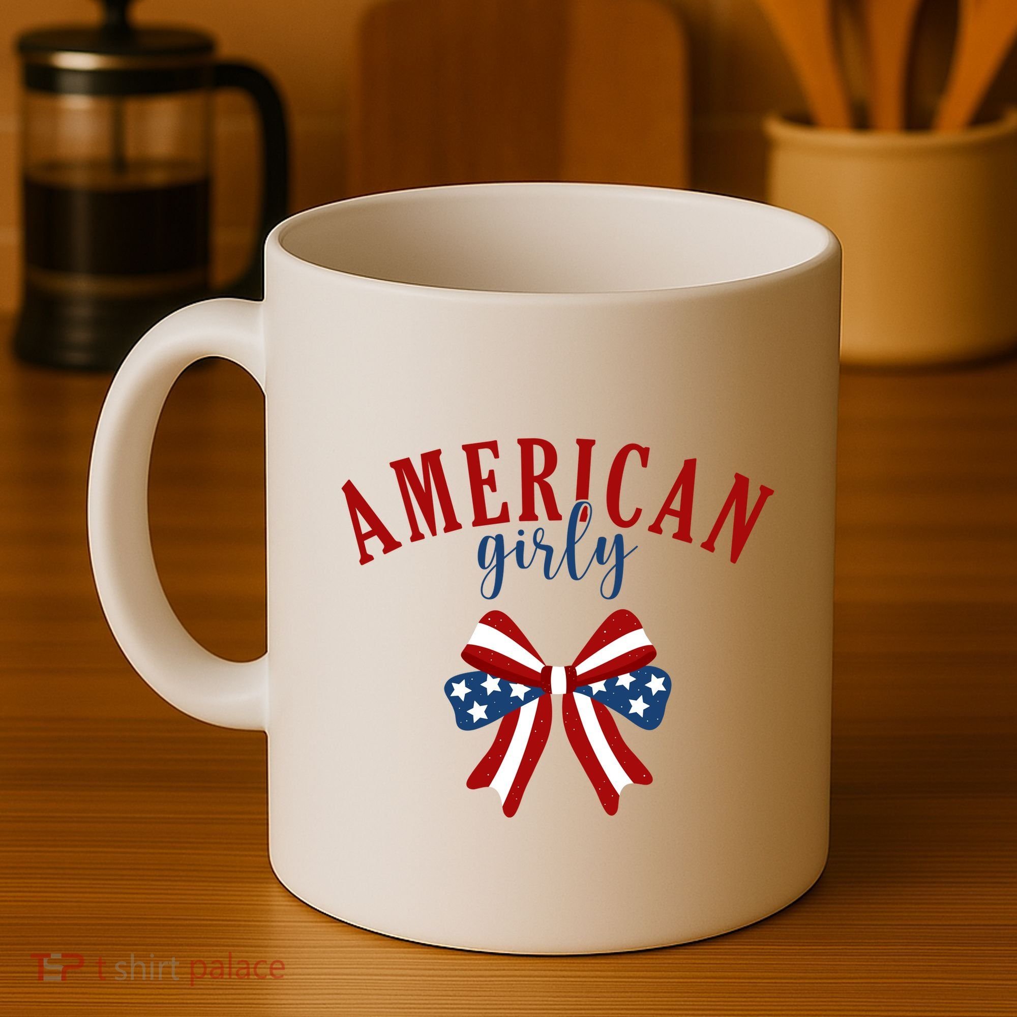 American Girly 4th Of July Usa Bow Coffee Mug