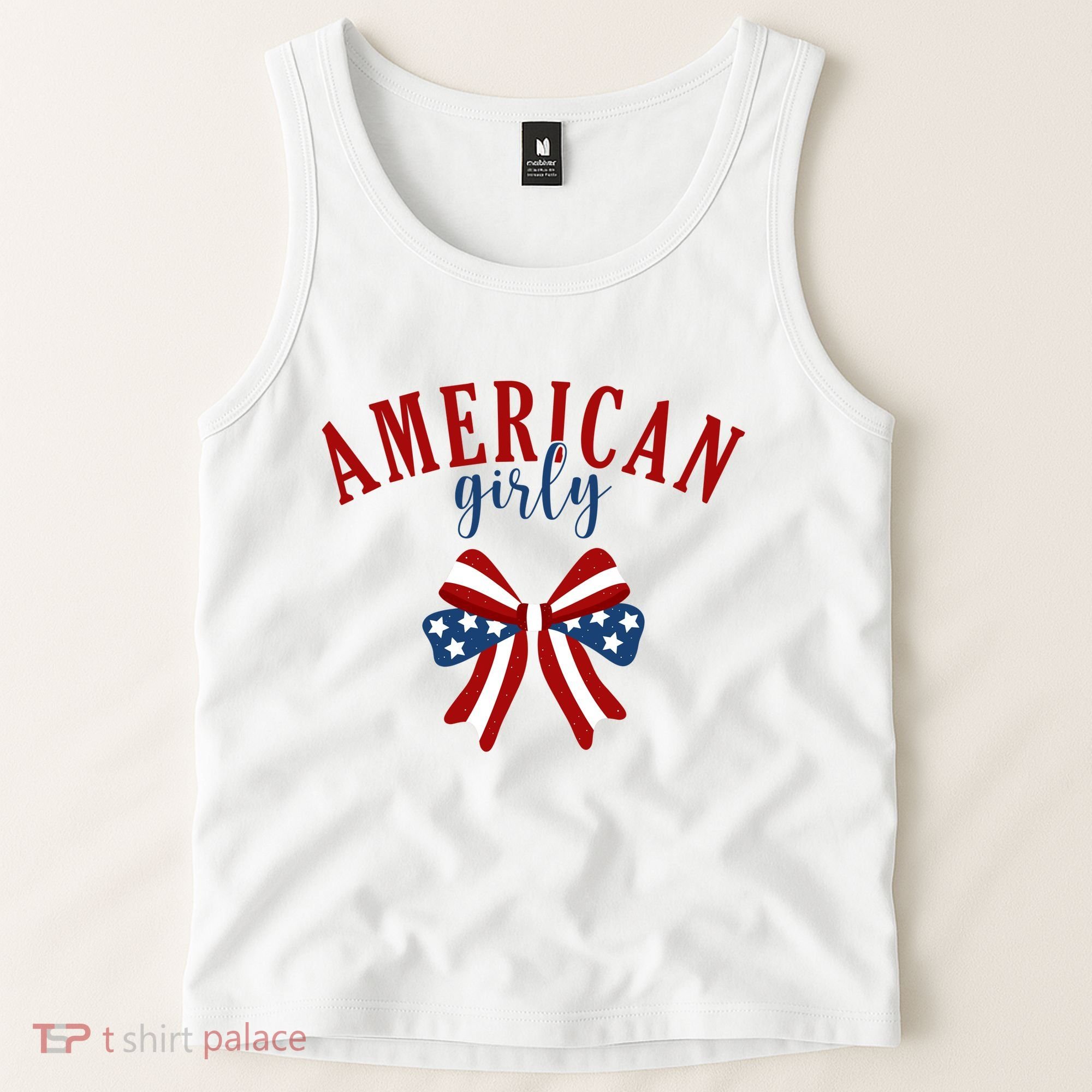 American Girly 4th Of July Usa Bow Tank Top