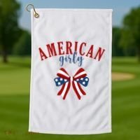 American Girly 4th Of July Usa Bow Golf Towel thumb 1