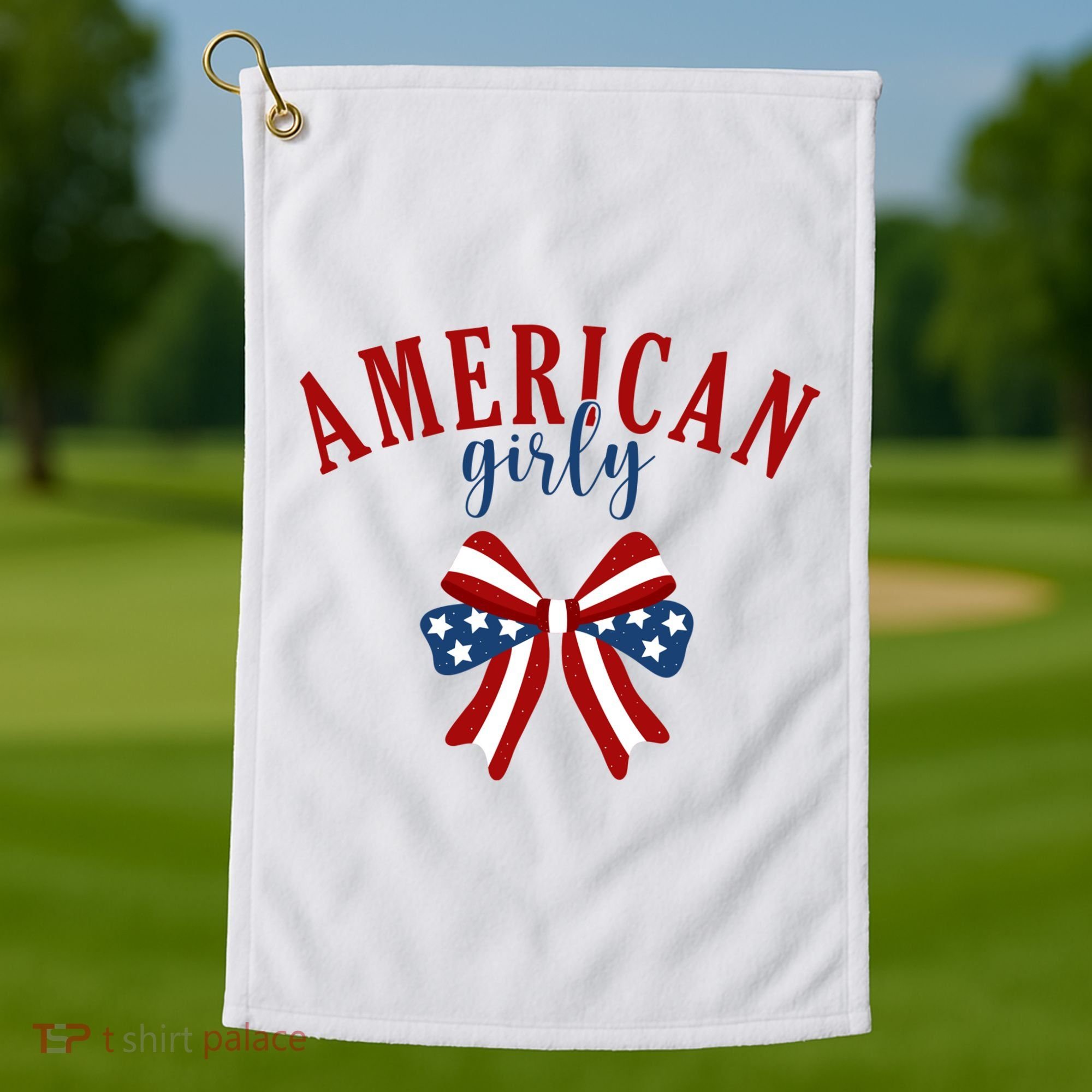 American Girly 4th Of July Usa Bow Golf Towel