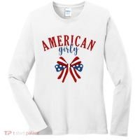 American Girly 4th Of July Usa Bow Women's Long Sleeve Shirt thumb 0