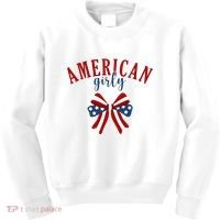 American Girly 4th Of July Usa Bow Kids Sweatshirt thumb 0