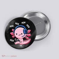 Axolotl Gaming Anime Video Game Pew Gamer Button thumb 0