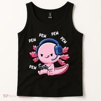 Axolotl Gaming Anime Video Game Pew Gamer Tank Top thumb 2