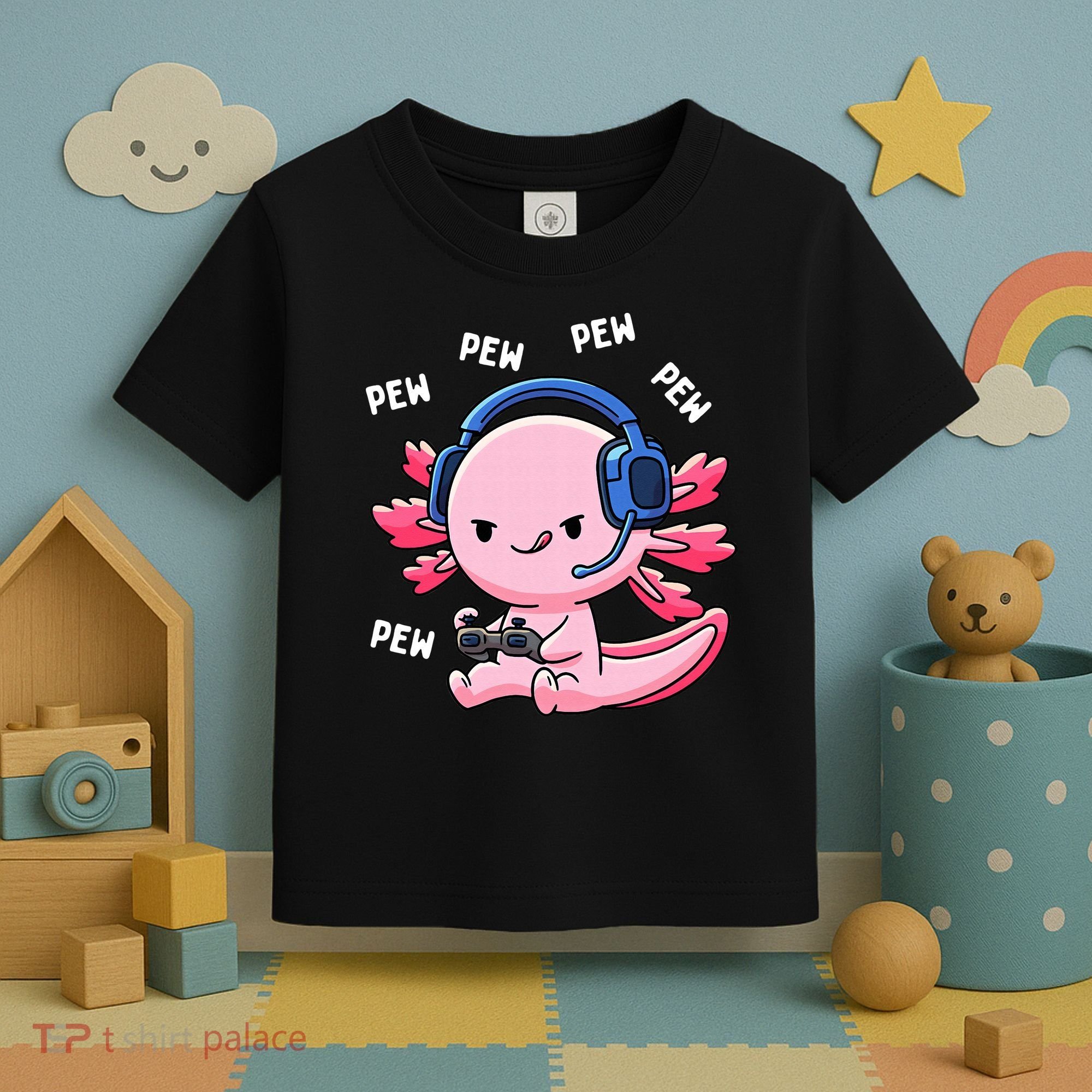 Axolotl Gaming Anime Video Game Pew Gamer Toddler T-Shirt
