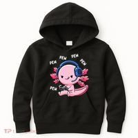 Axolotl Gaming Anime Video Game Pew Gamer Kids Hoodie thumb 0