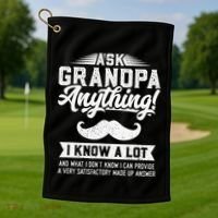 Ask Grandpa Anything Funny Gift Smart Fathers Day Golf Towel thumb 1