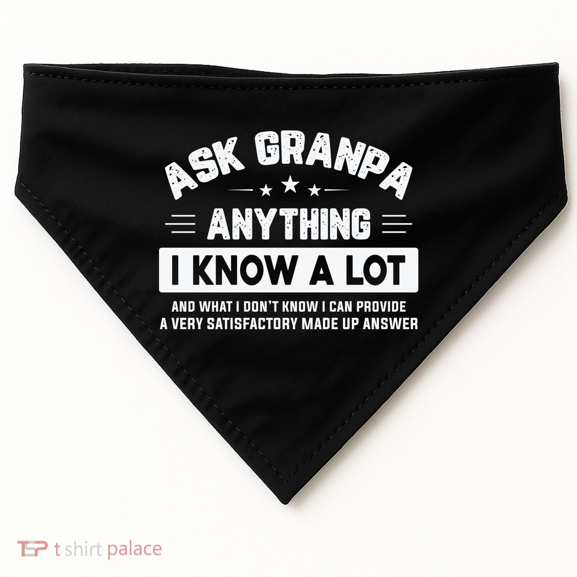 Ask Grandpa Anything I Know A Lot Funny Father's Day USA-Made Doggie Bandana