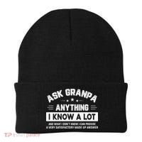 Ask Grandpa Anything I Know A Lot Funny Father's Day Beanie thumb 0