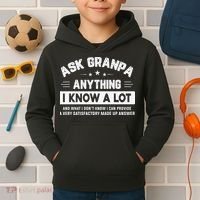 Ask Grandpa Anything I Know A Lot Funny Father's Day Kids Hoodie thumb 2