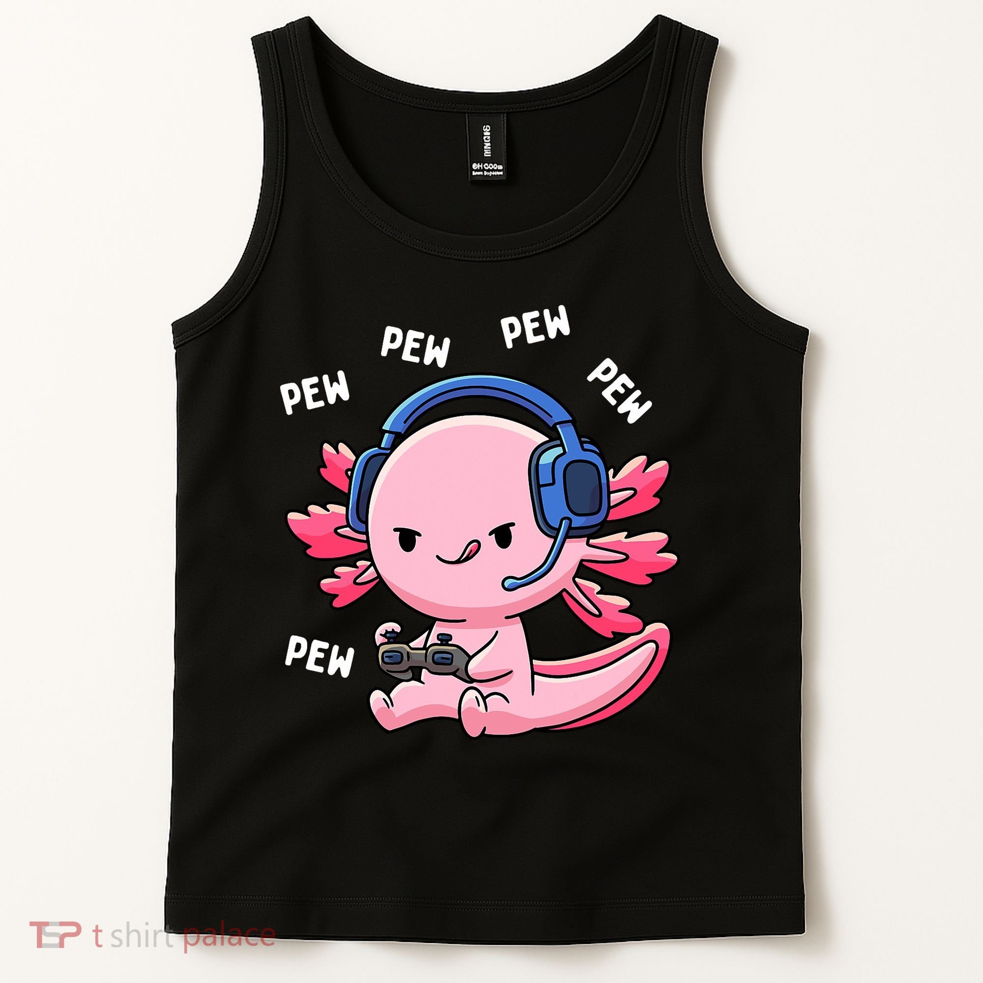 Axolotl Gaming Anime Video Game Pew Gamer Tank Top