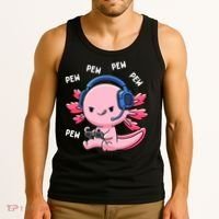 Axolotl Gaming Anime Video Game Pew Gamer Tank Top thumb 3