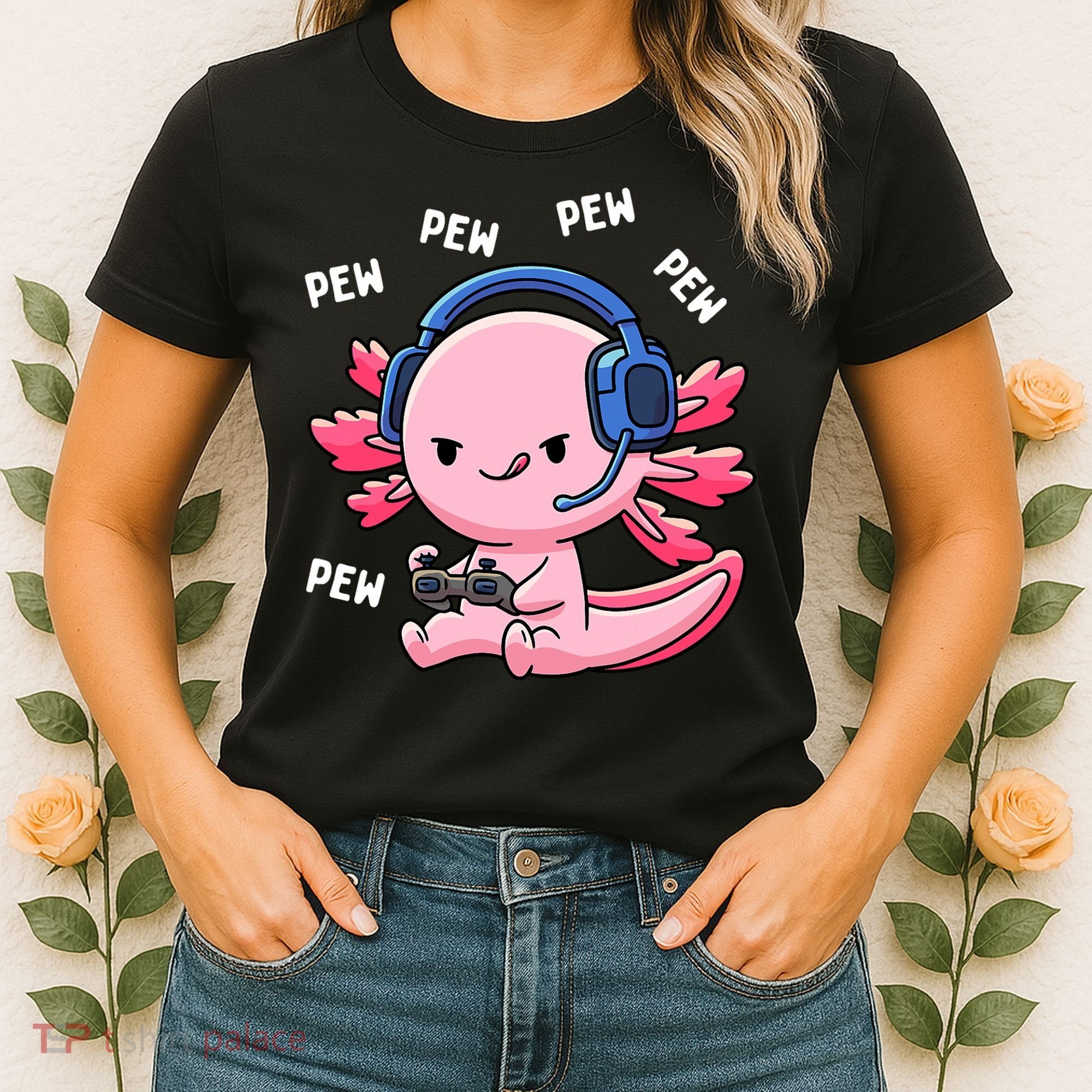 Axolotl Gaming Anime Video Game Pew Gamer Women's T-Shirt