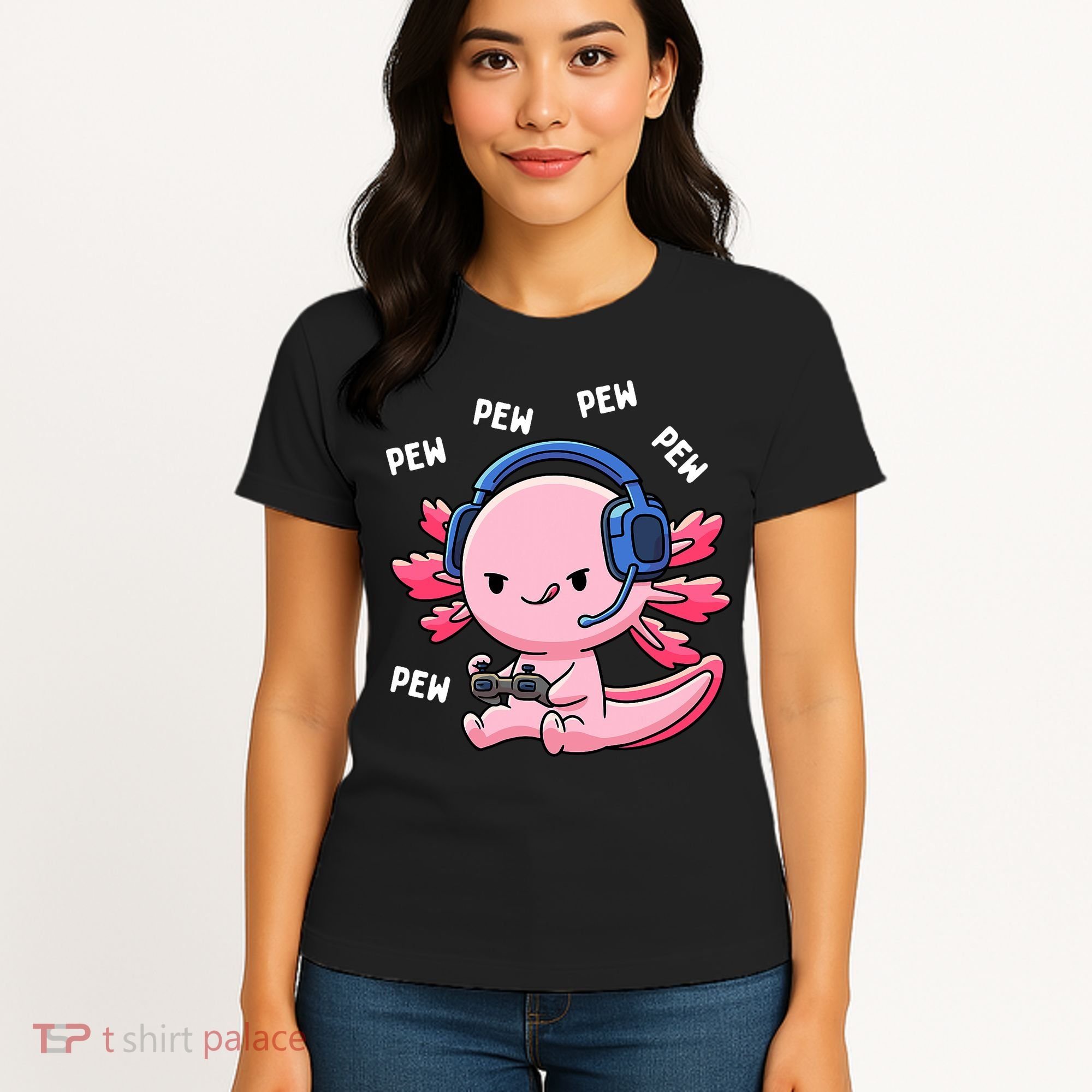 Axolotl Gaming Anime Video Game Pew Gamer Women's T-Shirt