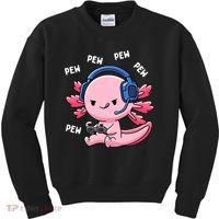Axolotl Gaming Anime Video Game Pew Gamer Kids Sweatshirt thumb 0