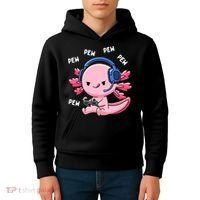Axolotl Gaming Anime Video Game Pew Gamer Kids Hoodie thumb 4