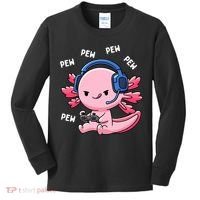 Axolotl Gaming Anime Video Game Pew Gamer Kids Long Sleeve Shirt thumb 0