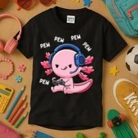 Axolotl Gaming Anime Video Game Pew Gamer Kids T-Shirt thumb 3