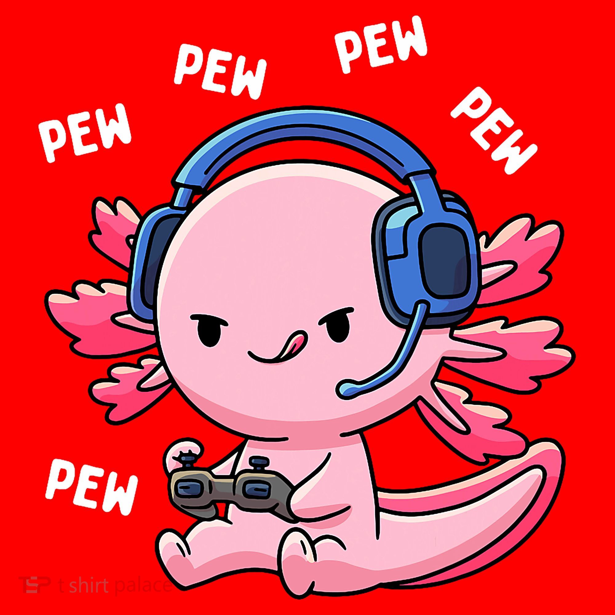 Axolotl Gaming Anime Video Game Pew Gamer Santa Hat