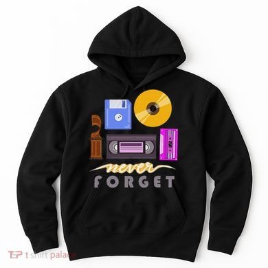 A Good Apparel Co. Never Forget Retro Vintage Cassette Tape Floppy Disk Vhs Cd Hoodie
