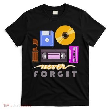 A Good Apparel Co. Never Forget Retro Vintage Cassette Tape Floppy Disk Vhs Cd T-Shirt