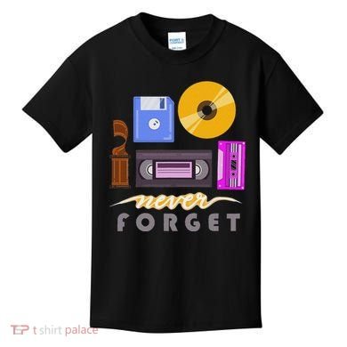 A Good Apparel Co. Never Forget Retro Vintage Cassette Tape Floppy Disk Vhs Cd Kids T-Shirt