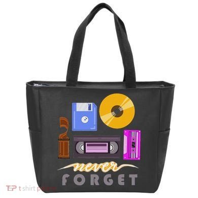 A Good Apparel Co. Never Forget Retro Vintage Cassette Tape Floppy Disk Vhs Cd Tote Bag