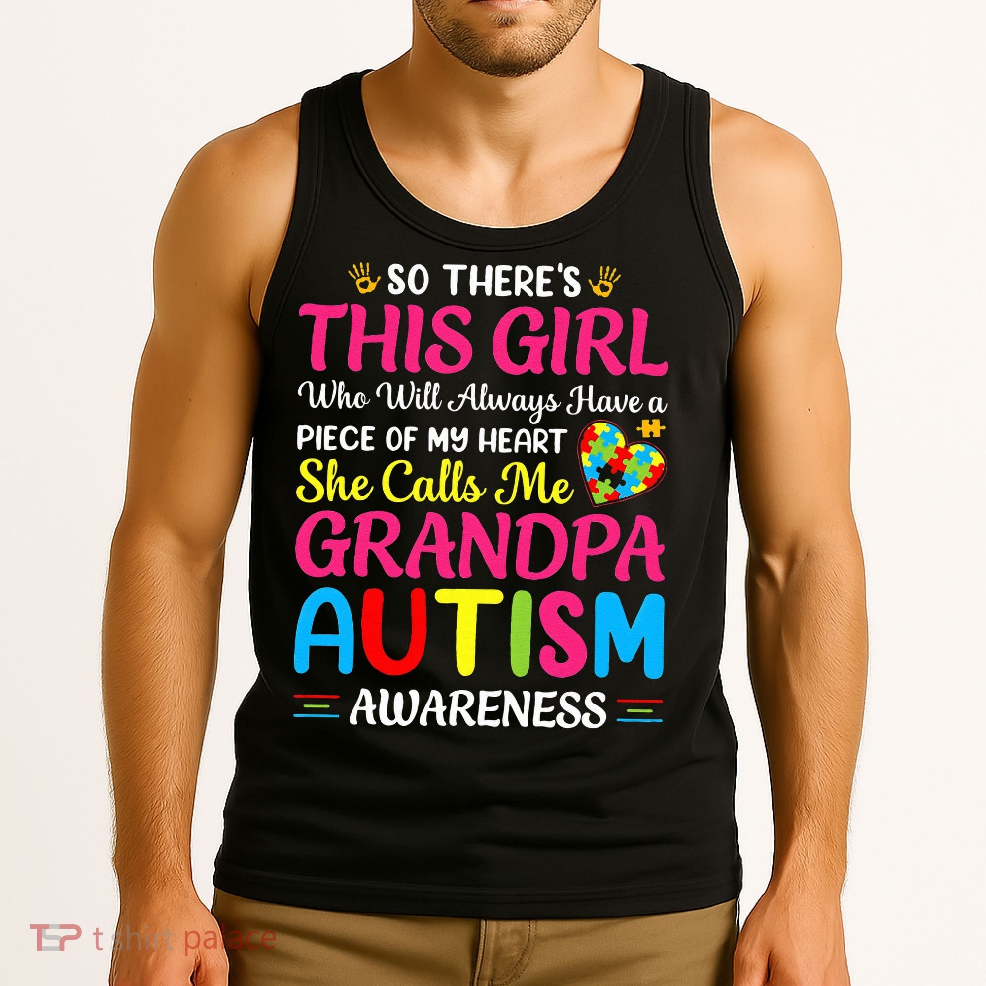Autism Grandpa Autism Awareness Grandad Autism Motivation Tank Top