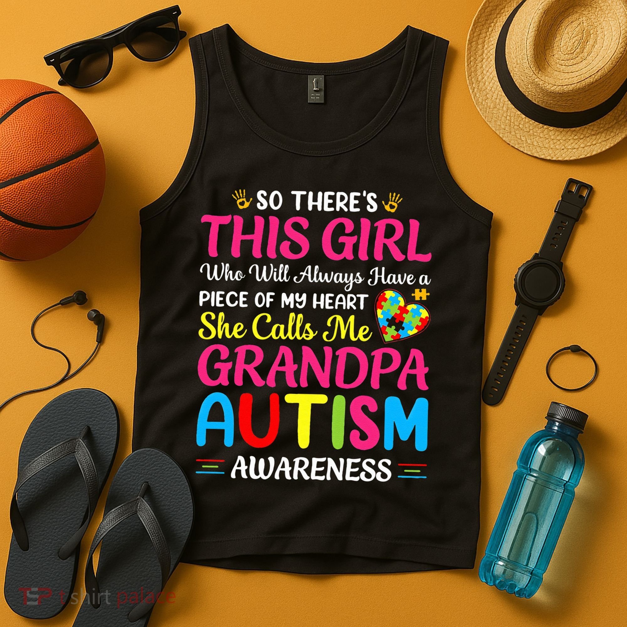 Autism Grandpa Autism Awareness Grandad Autism Motivation Tank Top