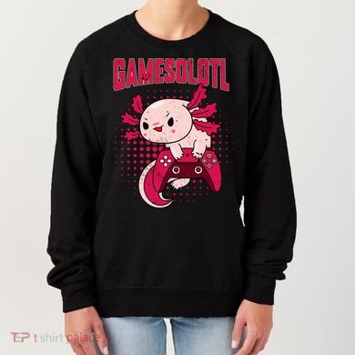 Axolotl Gamer Apparel Co. Gamer Axolotl Lover Cute Axolotl Gaming Retro Video Gamer Women's Sweatshirt