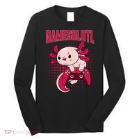 Axolotl Gamer Apparel Co. Gamer Axolotl Lover Cute Axolotl Gaming Retro Video Gamer Long Sleeve Shirt thumb 0