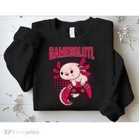 Axolotl Gamer Apparel Co. Gamer Axolotl Lover Cute Axolotl Gaming Retro Video Gamer Sweatshirt thumb 2