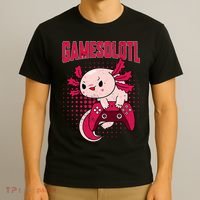 Axolotl Gamer Apparel Co. Gamer Axolotl Lover Cute Axolotl Gaming Retro Video Gamer T-Shirt thumb 3