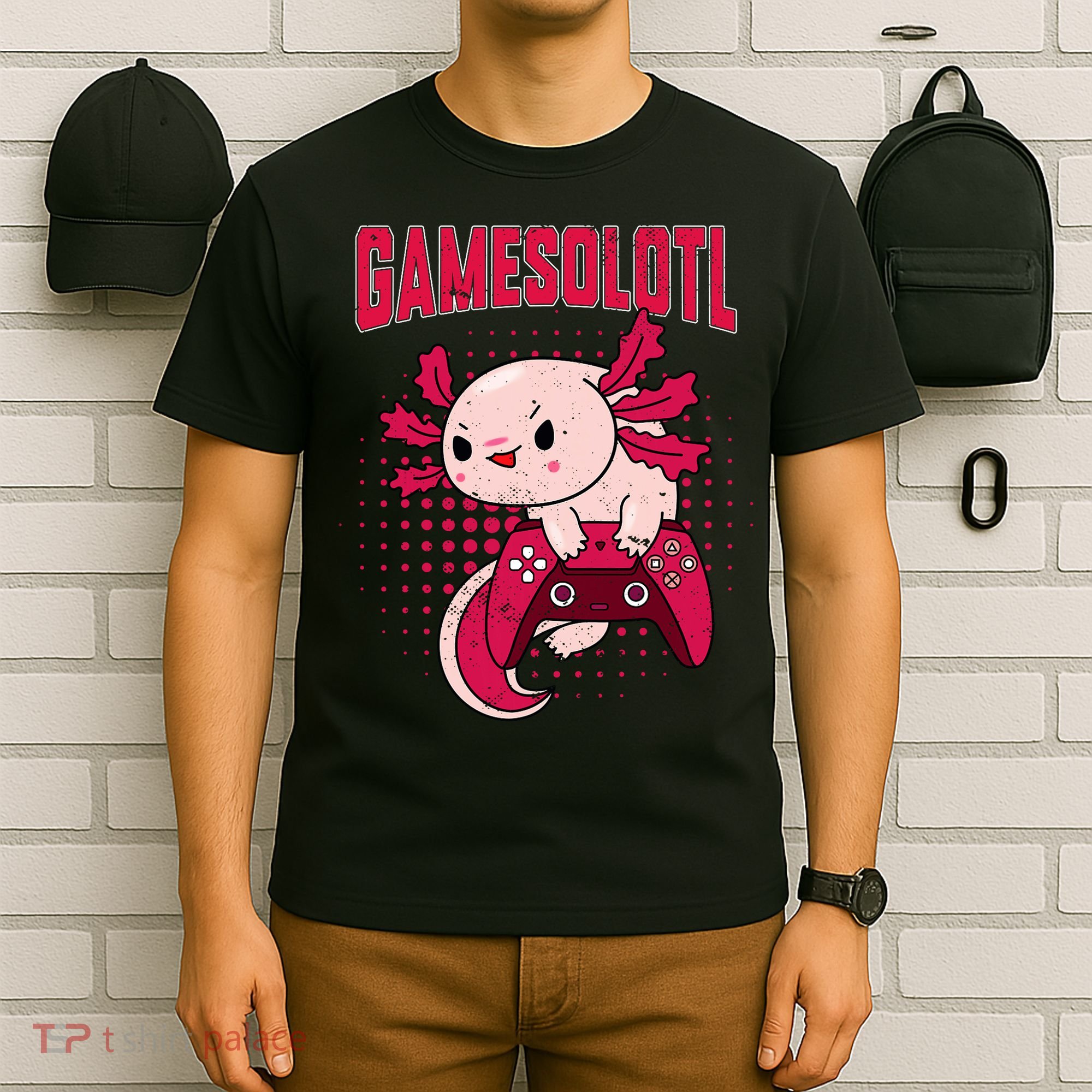 Axolotl Gamer Apparel Co. Gamer Axolotl Lover Cute Axolotl Gaming Retro Video Gamer T-Shirt