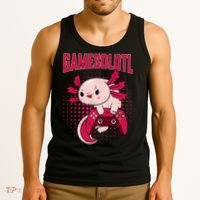 Axolotl Gamer Apparel Co. Gamer Axolotl Lover Cute Axolotl Gaming Retro Video Gamer Tank Top thumb 3