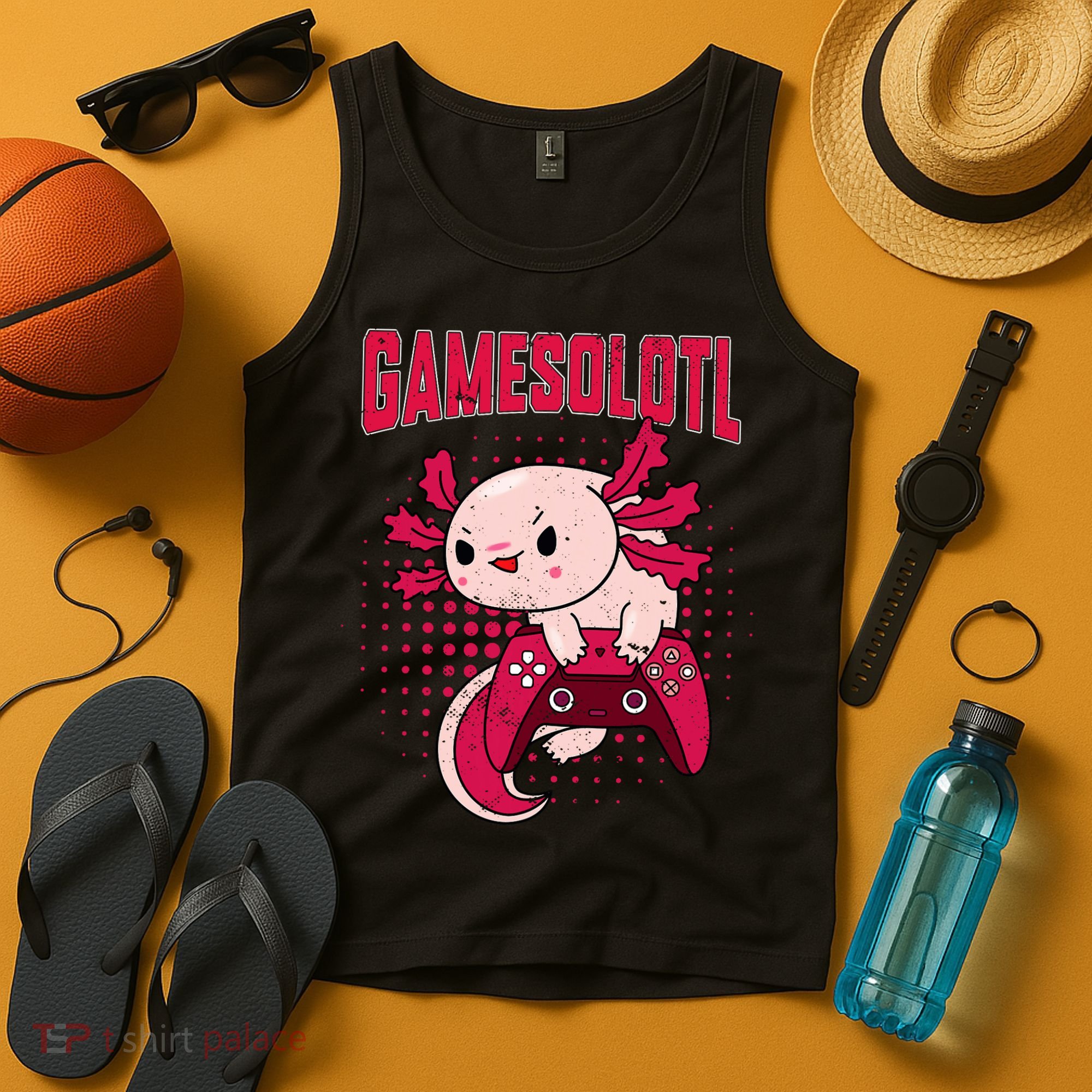 Axolotl Gamer Apparel Co. Gamer Axolotl Lover Cute Axolotl Gaming Retro Video Gamer Tank Top