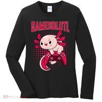 Axolotl Gamer Apparel Co. Gamer Axolotl Lover Cute Axolotl Gaming Retro Video Gamer Women's Long Sleeve Shirt thumb 0