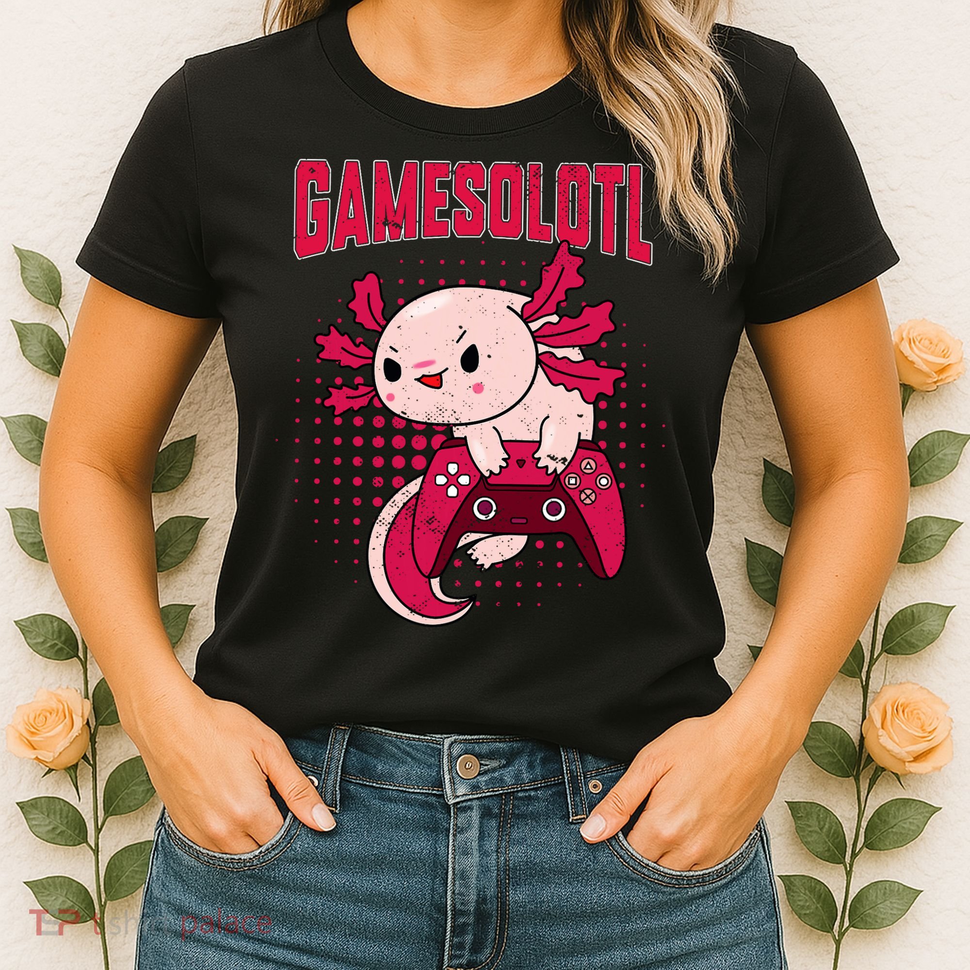 Axolotl Gamer Apparel Co. Gamer Axolotl Lover Cute Axolotl Gaming Retro Video Gamer Women's T-Shirt