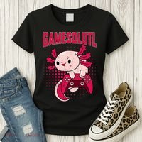 Axolotl Gamer Apparel Co. Gamer Axolotl Lover Cute Axolotl Gaming Retro Video Gamer Women's T-Shirt thumb 3