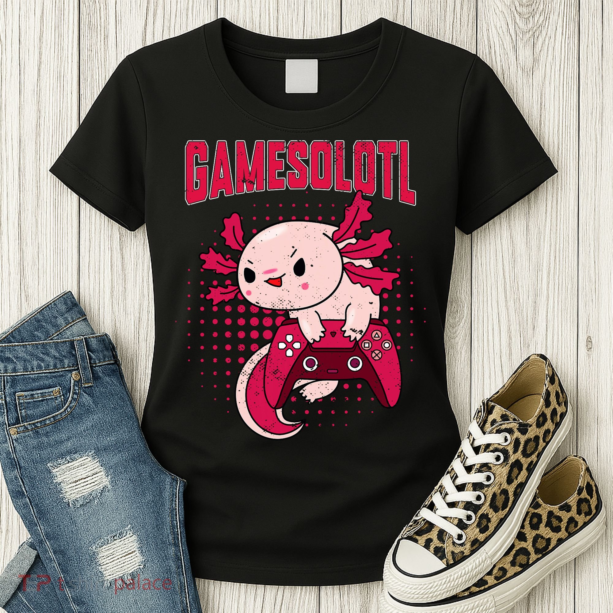 Axolotl Gamer Apparel Co. Gamer Axolotl Lover Cute Axolotl Gaming Retro Video Gamer Women's T-Shirt
